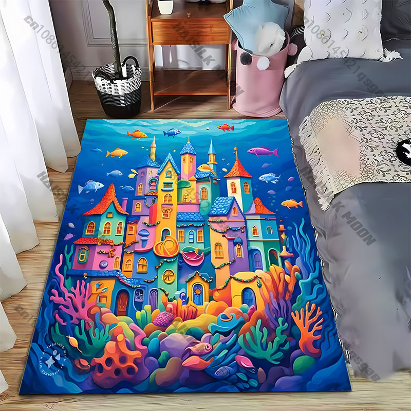 Home Textiles City - Underwater city with vibrant colorscarpet Yoga