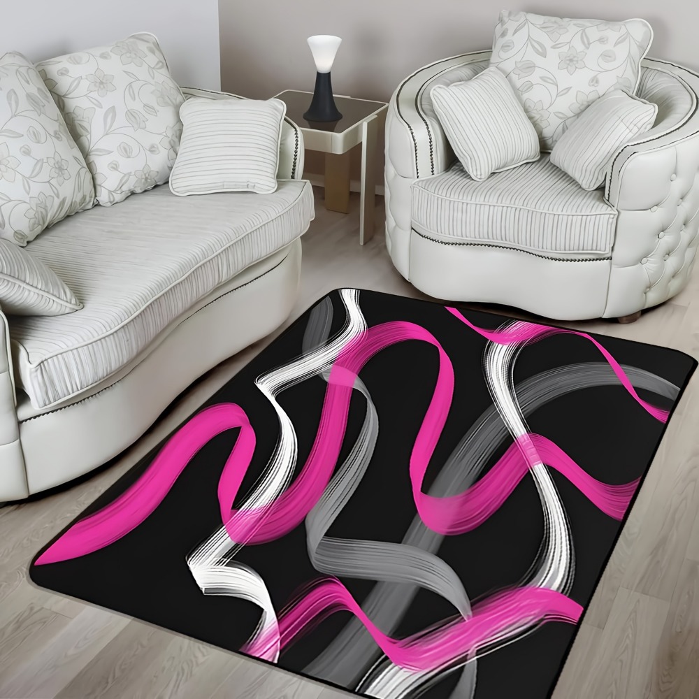 Home Textiles Rug - Hot Pink and Gray Black Geometric