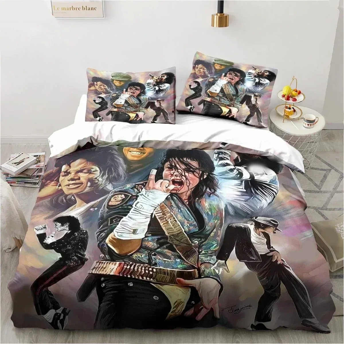 Home Textiles Bedding - 3D Printed Michael Jackson Bedding Set,Pink