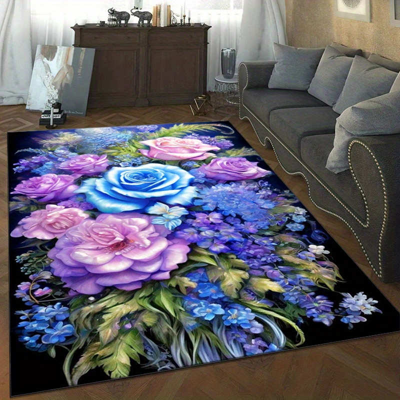 Your Home Textiles - Floral rug with blue and purple