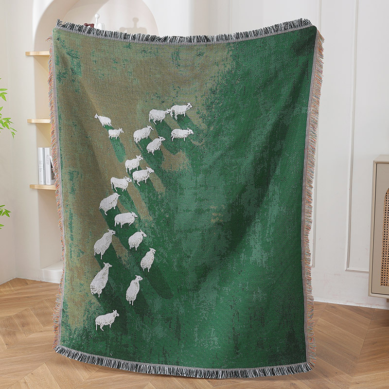 Home Textiles City - Textile City Sheep Herd Green Meadow