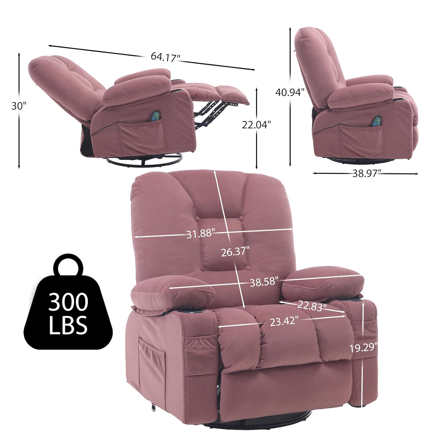 Rocker Swivel Recliner Chair w - Home Textiles Of Scandinavia review and price