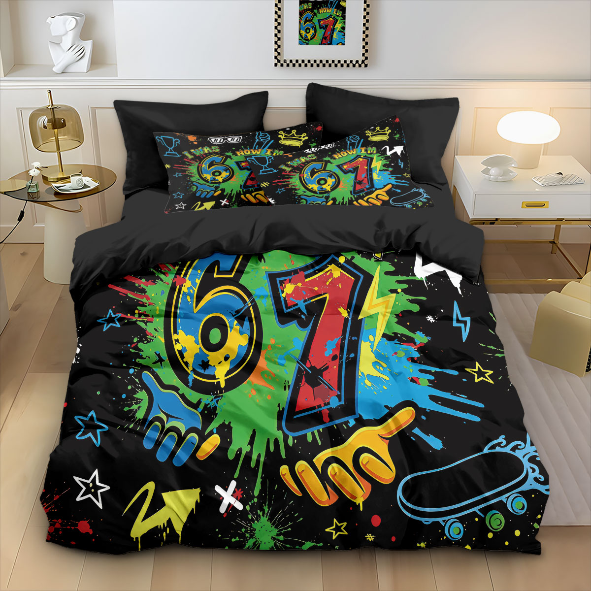 3pcs Graffiti Style Game Contr - Home Textiles Bedding review and price