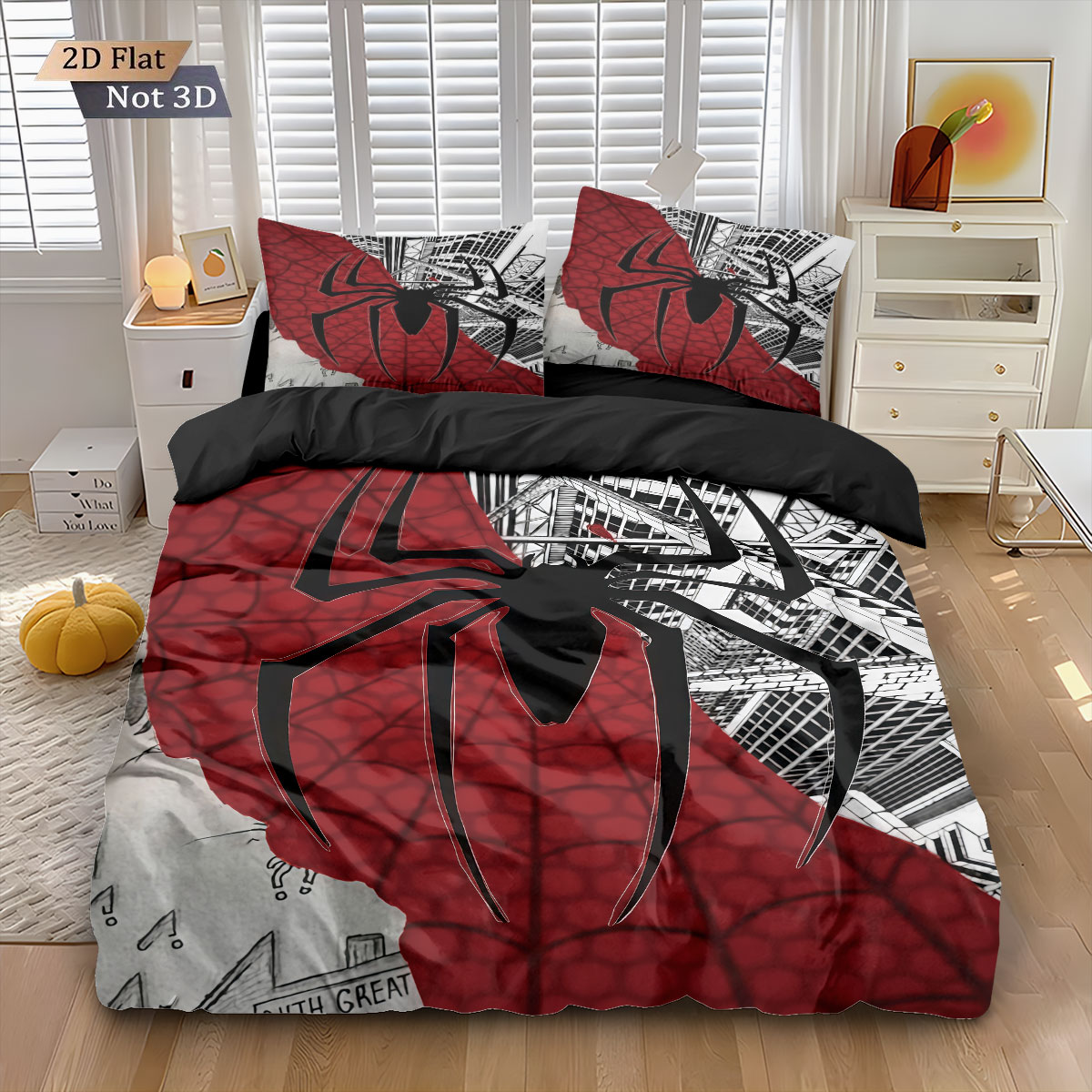3pcs Black Spider Contrasting  - Home Textiles Bedding review and price